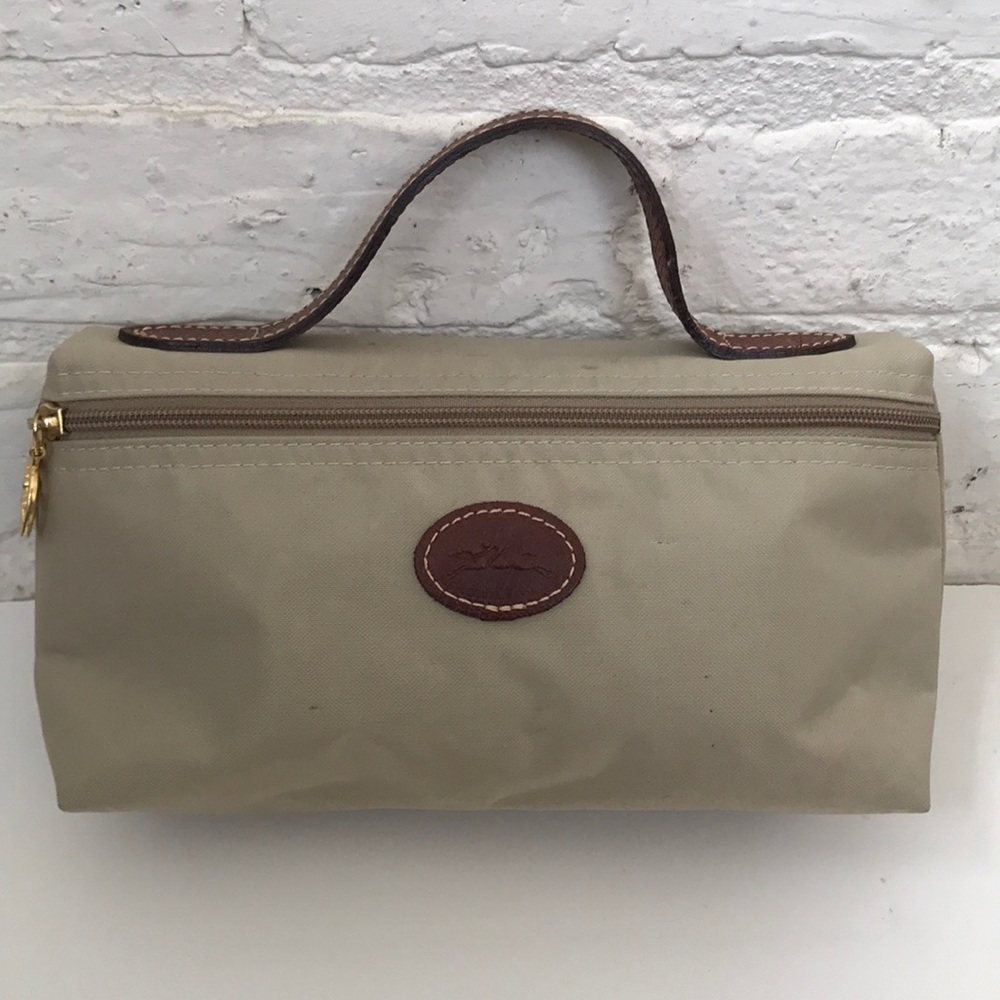 Longchamp Le Pliage Cosmetics Bag. Beige/Gold
